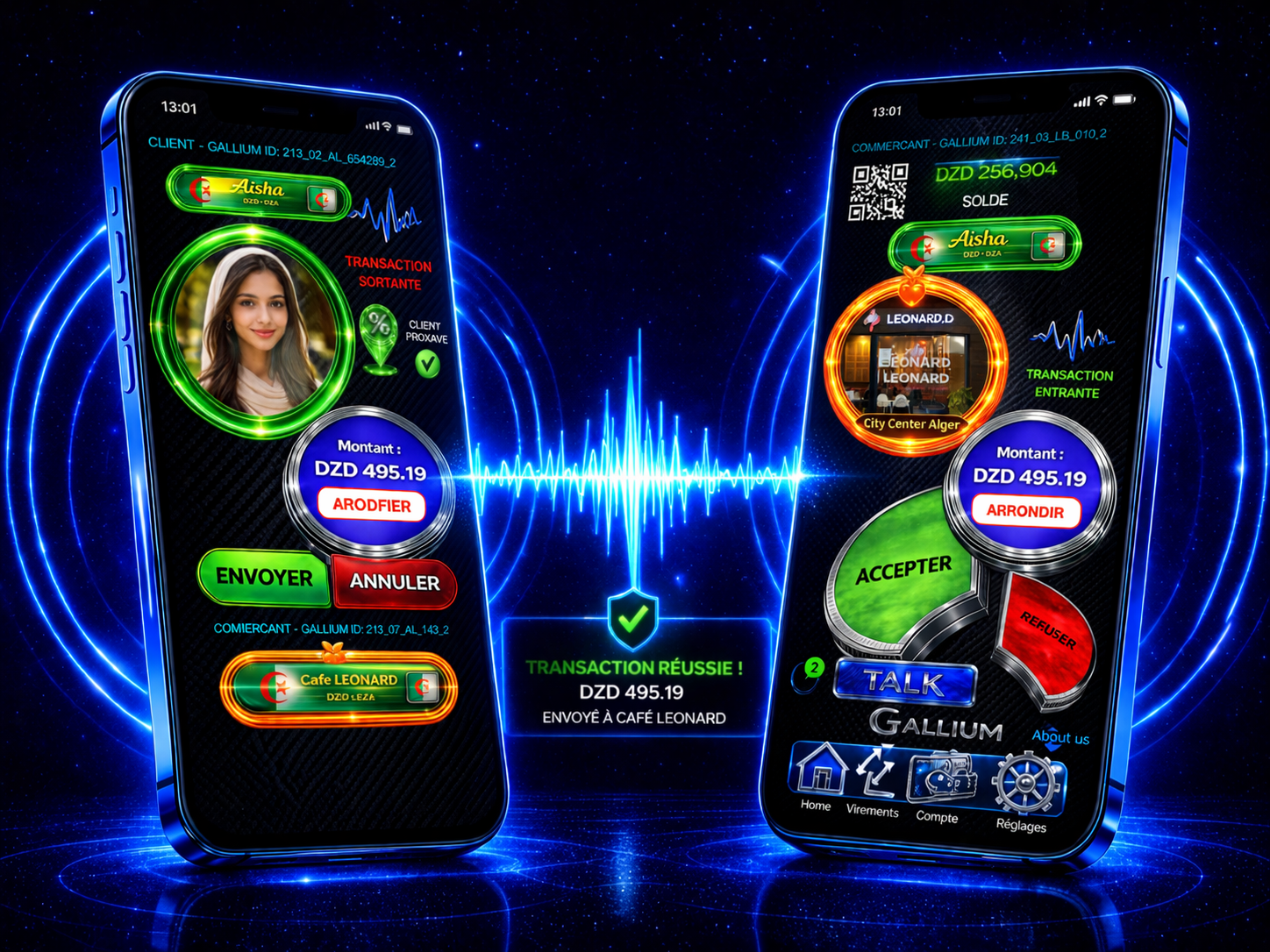 GALLIUM PAY face-to-face payment between two smartphones